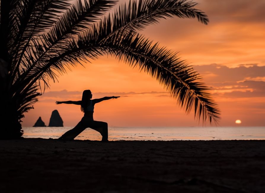 exercise and depression: Yoga outdoors sunrise calm